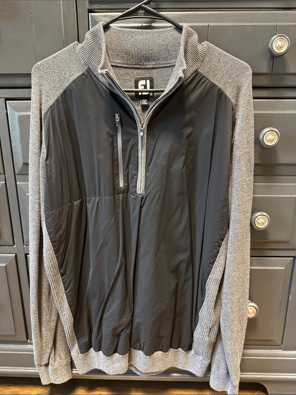 FootJoy Men's Black and Gray Quarter-Zip Pullover Jacket